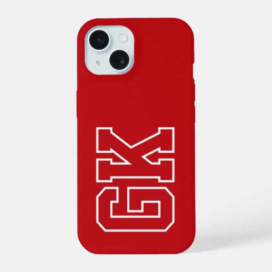 Moderne Rood Witte Monogram Initiaal Letters iPhone 15 Case (Achterkant)