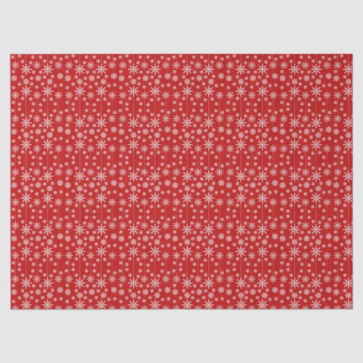 Moderne Rood & Witte Sneeuwvlok Kerstvakantie Tissuepapier (Voorkant)