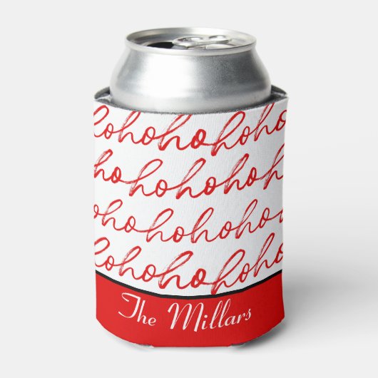 Moderne rood-witte tekst kerstpatroon blikjeskoeler (Blikje Voorkant)