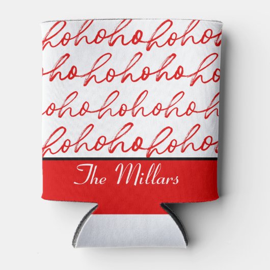 Moderne rood-witte tekst kerstpatroon blikjeskoeler (Voorkant)