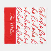 Moderne rood-witte tekst kerstpatroon fleece deken (Voorkant (Horizontaal))