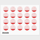 Moderne rood-witte tekst kerstpatroon ronde sticker (Vel)