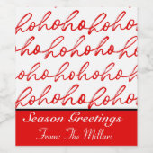 Moderne rood-witte tekst kerstpatroon wijn etiket (Enkel label)