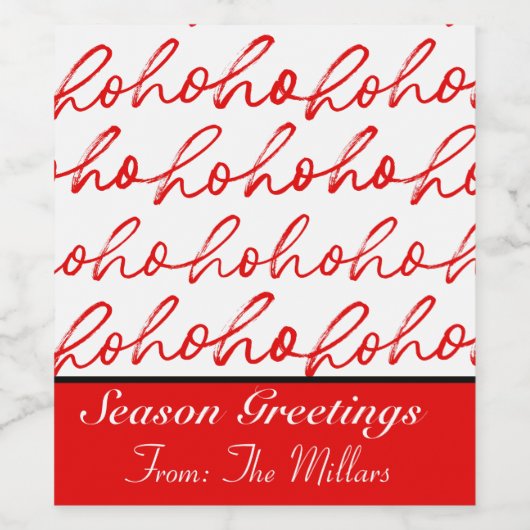 Moderne rood-witte tekst kerstpatroon wijn etiket (Enkel label)