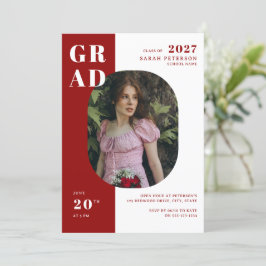 Moderne rood-witte typografie Foto Afstuderen Kaart