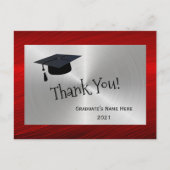 Moderne Rood Zilveren Dop Bedankt Afstuderen Briefkaart (Voorkant)