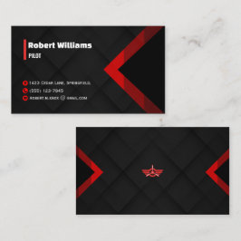 Moderne Rood & Zwart Geometrische Piloot Visitekaartje
