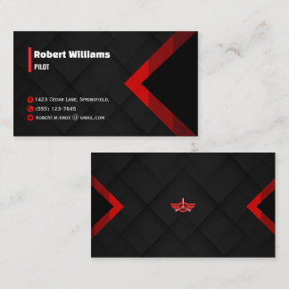 Moderne Rood & Zwart Geometrische Piloot  Visitekaartje