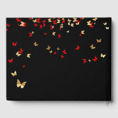 Moderne Rood Zwart Goud Elegante Foto Quinceanera Gastenboek (Achterkant)