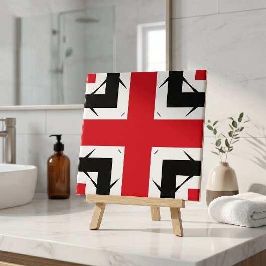Moderne Rood Zwart Wit Geometrisch Kruis Abstract Tegeltje