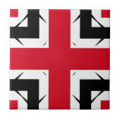 Moderne Rood Zwart Wit Geometrisch Kruis Abstract Tegeltje (Voorkant)