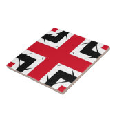 Moderne Rood Zwart Wit Geometrisch Kruis Abstract Tegeltje (Zijkant)