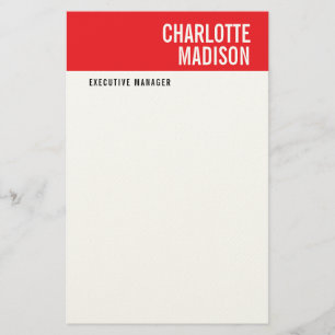 Moderne Rood Zwart Wit Trendy Minimalistisch Eenvo Briefpapier