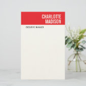 Moderne Rood Zwart Wit Trendy Minimalistisch Eenvo Briefpapier (Staand voorkant)