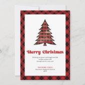 Moderne Rood-Zwarte Tartan Kerstkaart (Voorkant)
