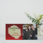 Moderne roodbruine en gouden kerstfotokaart feestdagenkaart (Staand voorkant)
