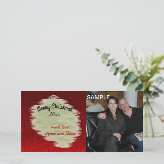 Moderne roodbruine en gouden kerstfotokaart feestdagenkaart (Staand voorkant)