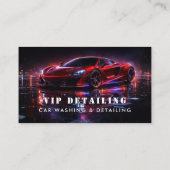 Moderne Roode Autowas & Autodetailing Visitekaartje (Achterkant)