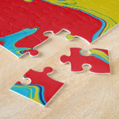 Moderne, roodgeel blauw stromende kleuren Abstract Legpuzzel (Zijkant)
