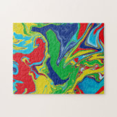 Moderne, roodgeel blauw stromende kleuren Abstract Legpuzzel (Horizontaal)