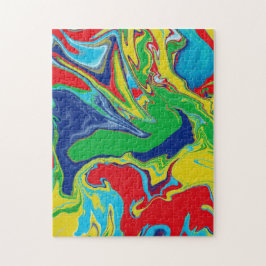 Moderne, roodgeel blauw stromende kleuren Abstract Legpuzzel