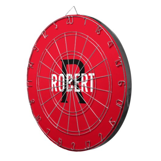Moderne roodmonogram: dartboard dartbord (Voorkant Rechts)