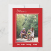 Moderne roodwitte Lijst serie Kerstmis Notitiekaartje (Voorkant)