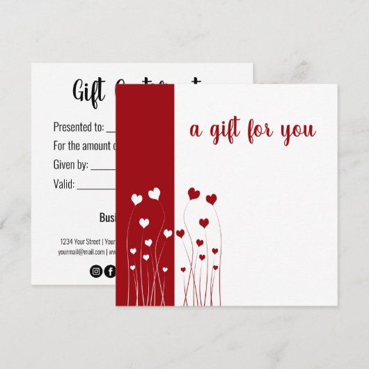 Moderne roodwitte roomliefde Kaart (Voorkant / Achterkant)