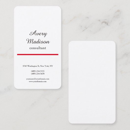 Moderne, roodwitte vlek, minimalistisch visitekaartje (Voorkant / Achterkant)