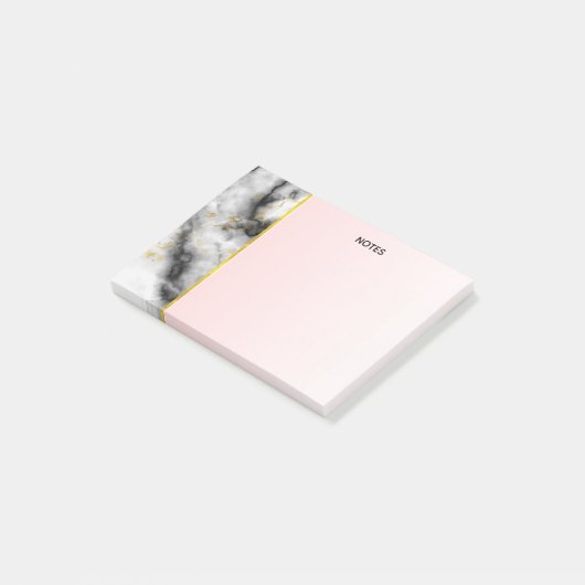 Moderne Rookgrijze Marmer met Gouden Lint Post-it® Notes (Schuin)