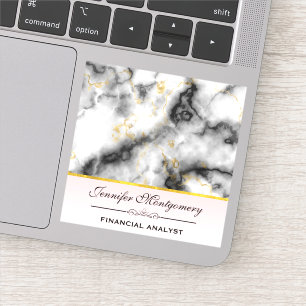 Moderne Rookgrijze Marmer met Gouden Lint Sticker