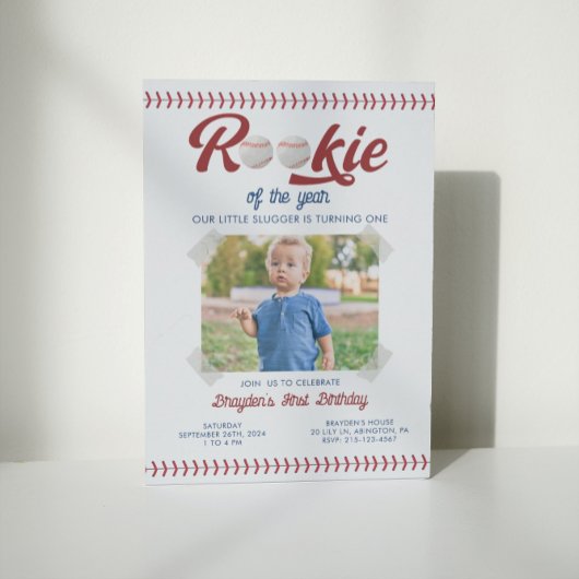 Moderne Rookie van het Jaar Foto Honkbal Verjaarda Kaart