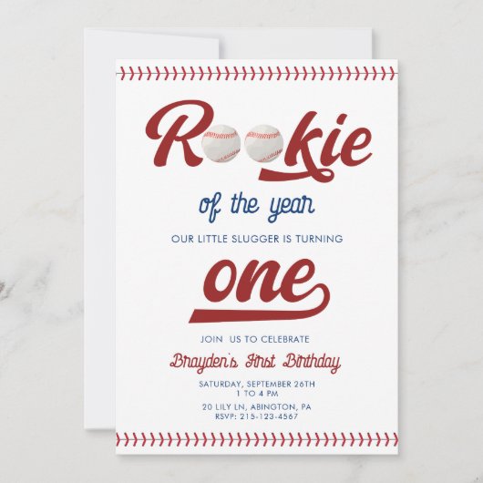 Moderne Rookie van het Jaar Honkbal Verjaardag Kaart (Voorkant)