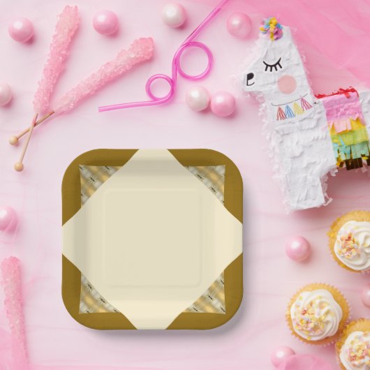 Moderne room en gouden vierkant papieren bordje (Feest)