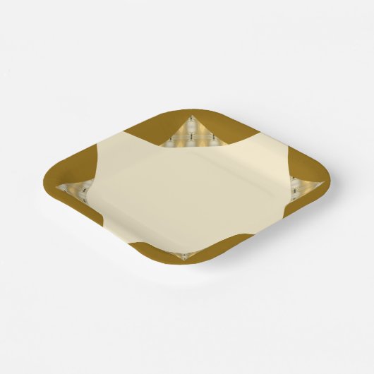 Moderne room en gouden vierkant papieren bordje (Gebogen)