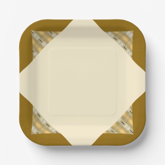 Moderne room en gouden vierkant papieren bordje (Voorkant)