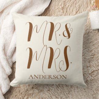 Moderne room Mr en Mrs Script Bruiloft Kussen