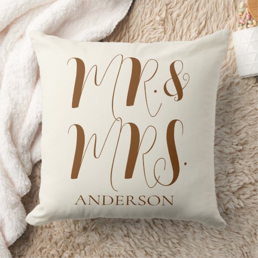 Moderne room Mr en Mrs Script Bruiloft  Kussen (Deken)