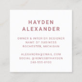 Moderne Roos aangepaste zakelijke Logo Vierkante Visitekaartje (Achterkant)