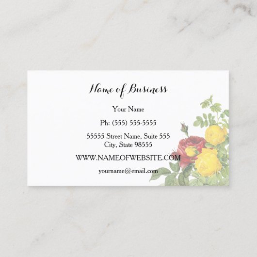 Moderne Roos bloemen met grote strepen landschap Visitekaartje (Achterkant)