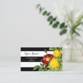 Moderne Roos bloemen met grote strepen landschap Visitekaartje (Staand voorkant)