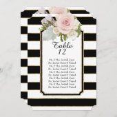 Moderne Roos Bloemige Brede Gestreepte Tafel Zitpl Kaart (Voorkant / Achterkant)