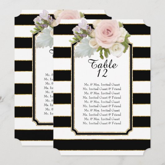 Moderne Roos Bloemige brede gestreepte tafel zitpl Kaart (Voorkant / Achterkant)