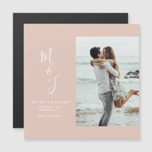 Moderne Roos Blush Botanical Weddenschap bespaart  Magnetische Uitnodiging