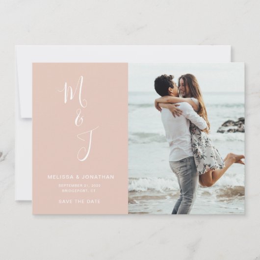 Moderne Roos Blush Botanical Weddenschap bespaart  Save The Date (Voorkant)