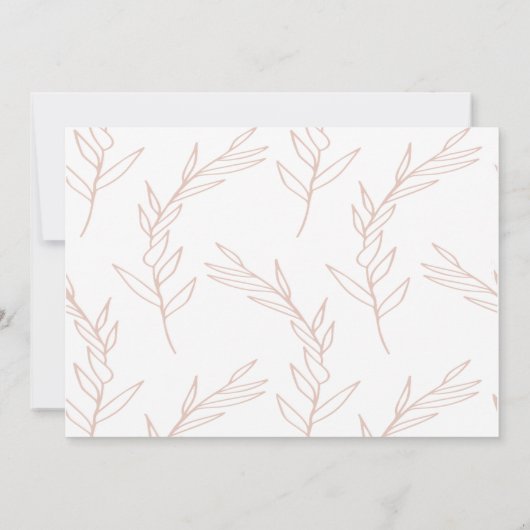 Moderne Roos Blush Botanical Weddenschap bespaart  Save The Date (Achterkant)