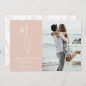 Moderne Roos Blush Botanical Weddenschap bespaart  Save The Date (Voorkant / Achterkant)