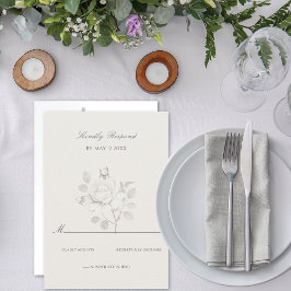 Moderne Roos Botanical Wedding RSVP Kaart