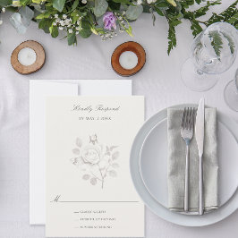 Moderne Roos Botanische Trouw RSVP Kaartje