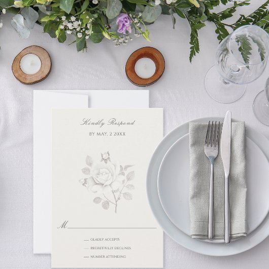 Moderne Roos Botanische Trouw RSVP Kaartje